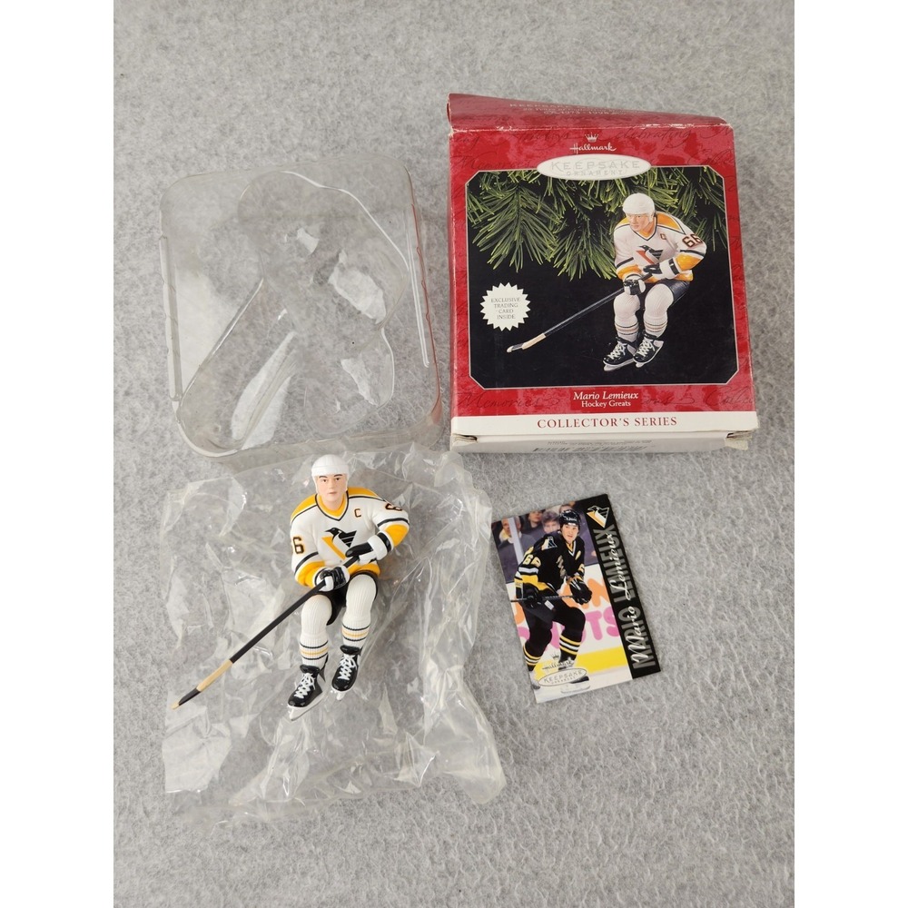 Vtg Mario Lemieux Pittsburgh Penguins Hockey Card Hallmark Christmas Ornament